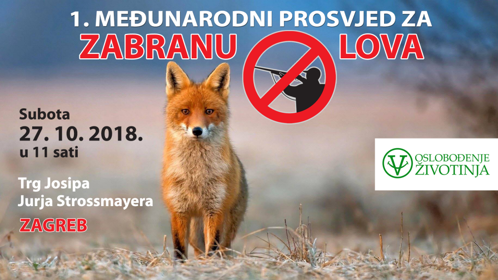 1. međunarodni prosvjed za zabranu lova - plakat